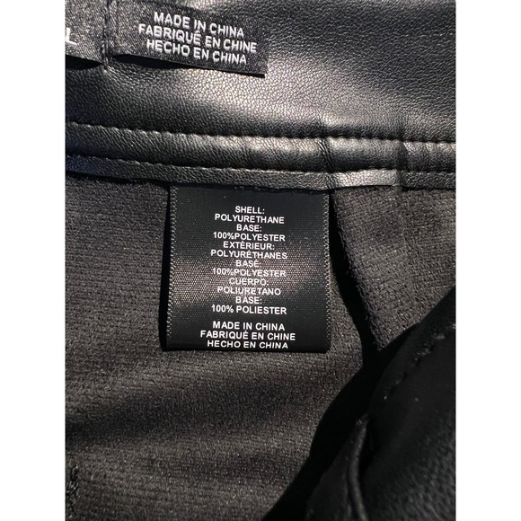 NEW Mark Alan Black Faux Vegan Leather Wide Leg Crop Modern Mob Wife Work Pants - Picture 6 of 6